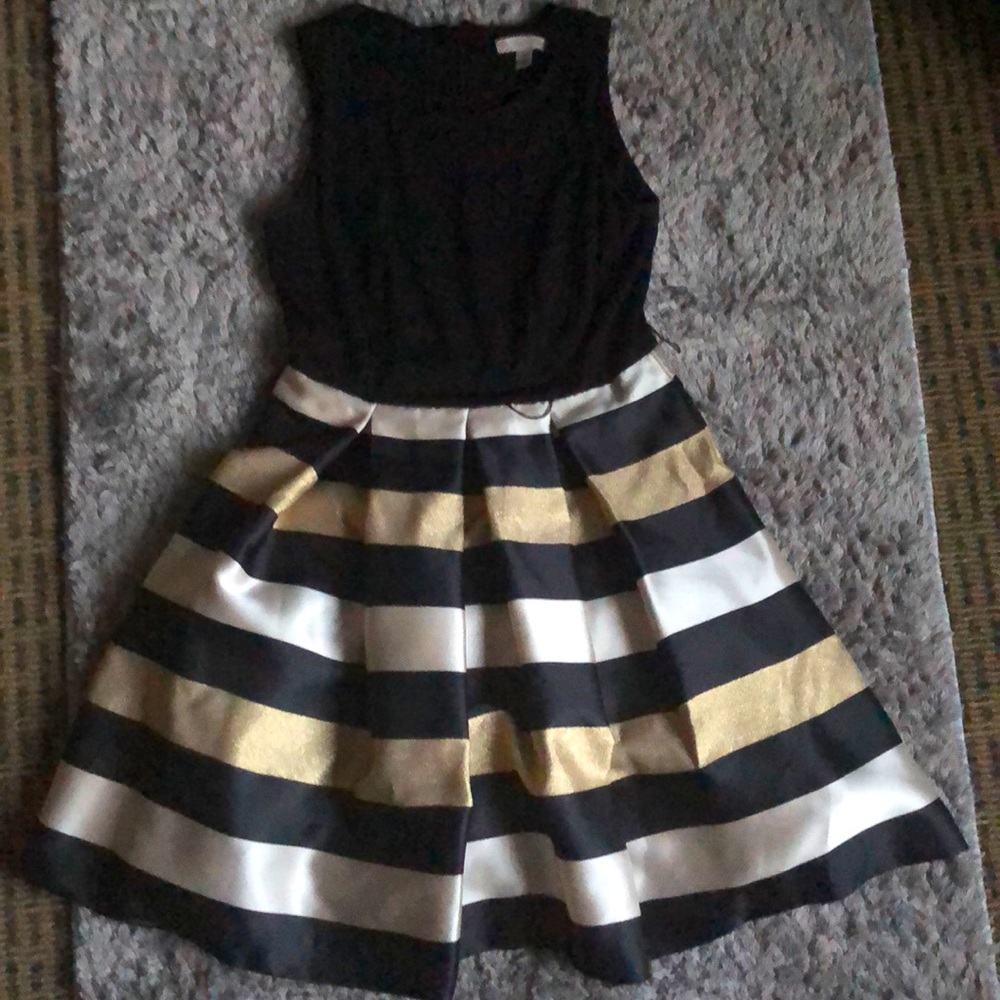 Black,gold and white formal dress